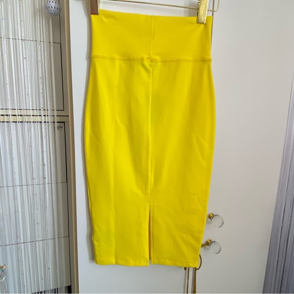 Bebe Yellow Pencil High Waist Midi Knit Skirt Size XS NWT - Picture 2 of 16